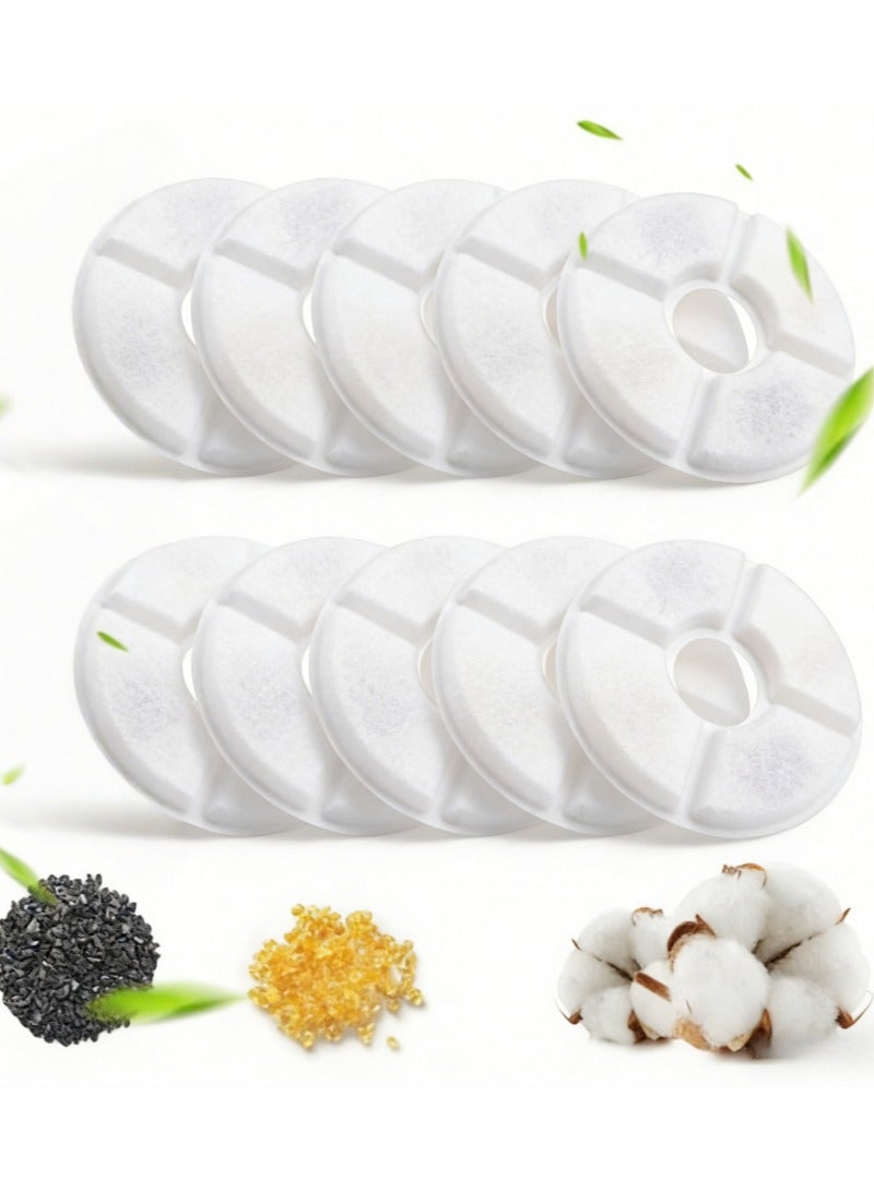 10 عبوات من المرشحات لنوافير المياه للقطط، ومرشحات بديلة لنافورة الحيوانات الأليفة مع الراتنج والكربون النشط لنافورة الشرب لموزع مياه الزهور الأوتوماتيكي - Image 1